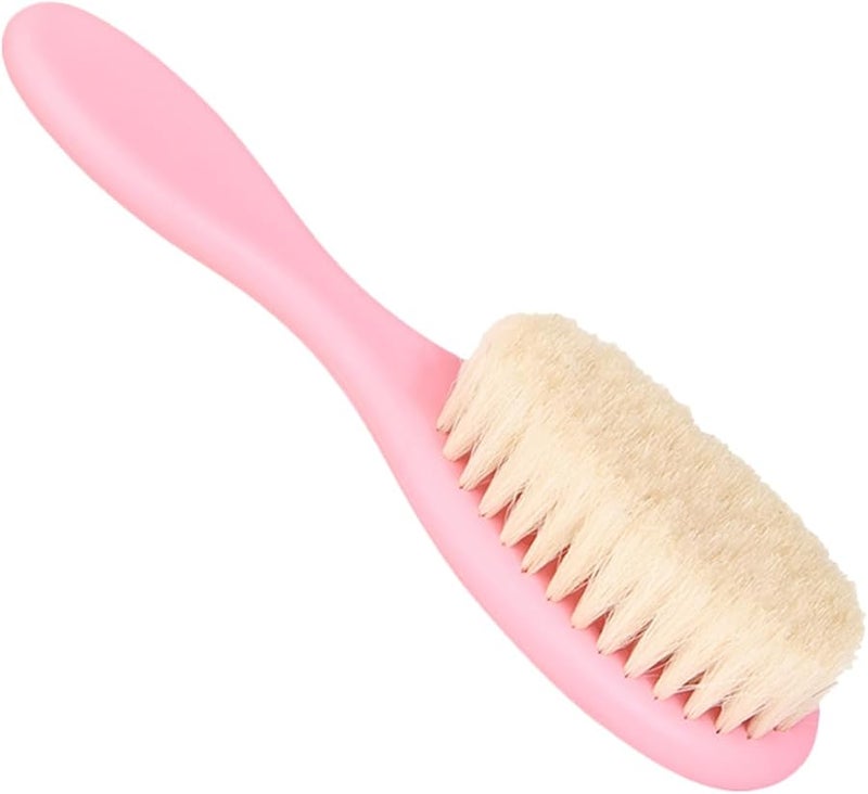 Wakauto Pink Handle Wool Bath Brush Soft Scrubber For Scalp Skin And Newborn Care - Image 1
